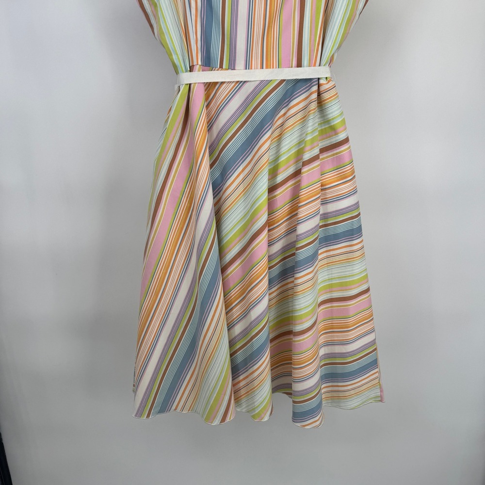Trina Turk Striped Spaghetti Strap Sun Dress Womens 10 Cotton Tie Waist Lined - Picture 10 of 16